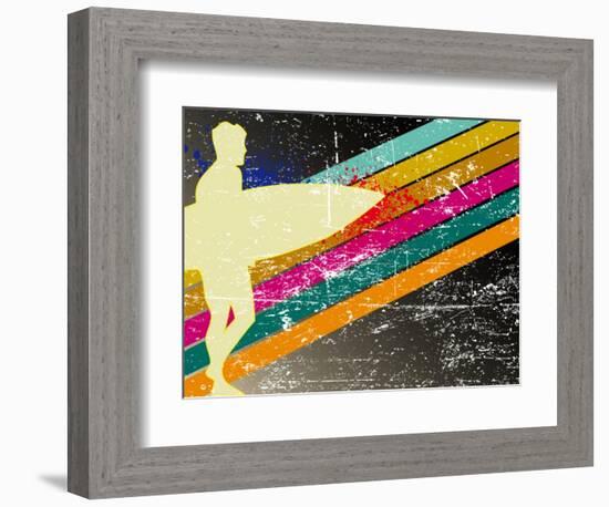 Retro Surfing Poster-kots-Framed Art Print