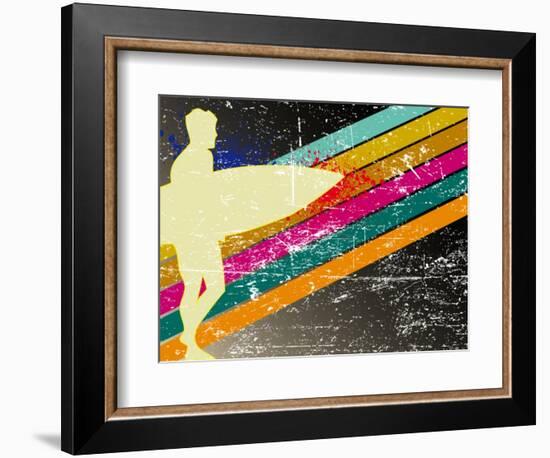 Retro Surfing Poster-kots-Framed Art Print