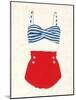Retro Swimwear IV Newsprint-Emily Adams-Mounted Art Print