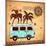 Retro Travel Bus with Vintage Background-transiastock-Mounted Art Print