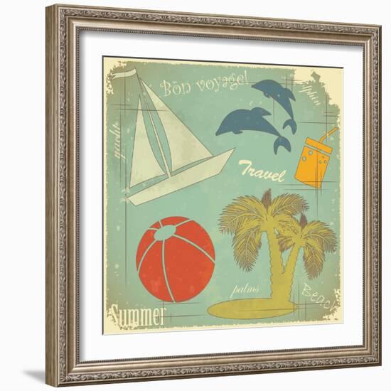 Retro Travel Postcard-elfivetrov-Framed Art Print