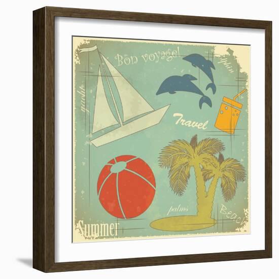 Retro Travel Postcard-elfivetrov-Framed Art Print