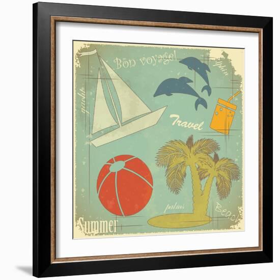 Retro Travel Postcard-elfivetrov-Framed Art Print