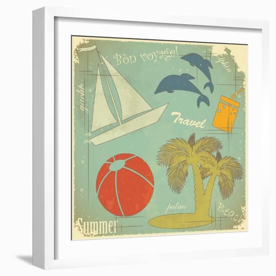 Retro Travel Postcard-elfivetrov-Framed Art Print