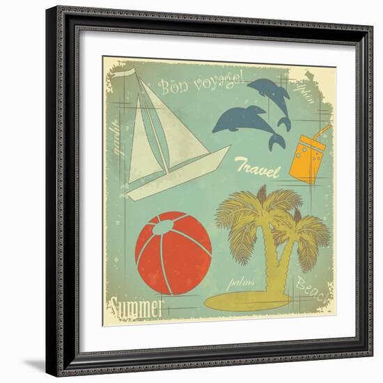 Retro Travel Postcard-elfivetrov-Framed Art Print