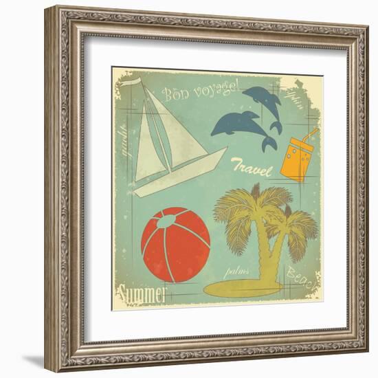 Retro Travel Postcard-elfivetrov-Framed Art Print