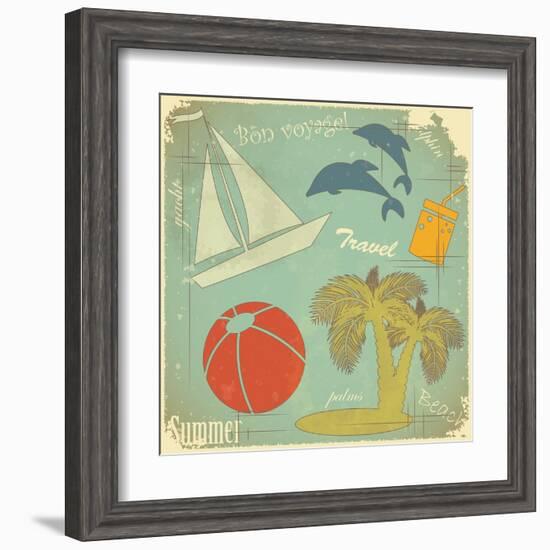 Retro Travel Postcard-elfivetrov-Framed Art Print