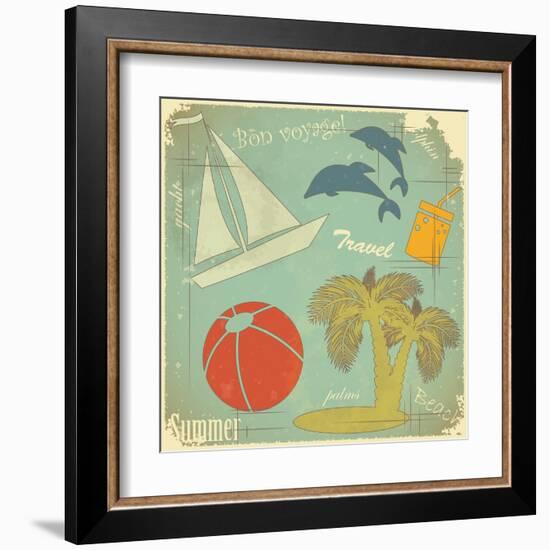 Retro Travel Postcard-elfivetrov-Framed Art Print