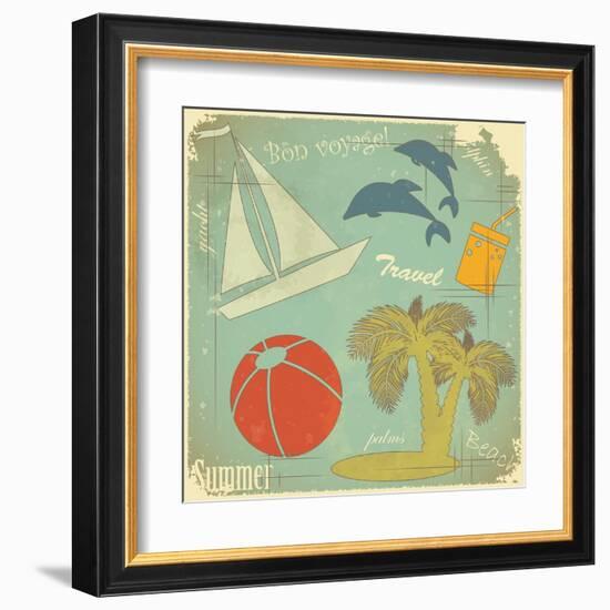 Retro Travel Postcard-elfivetrov-Framed Art Print