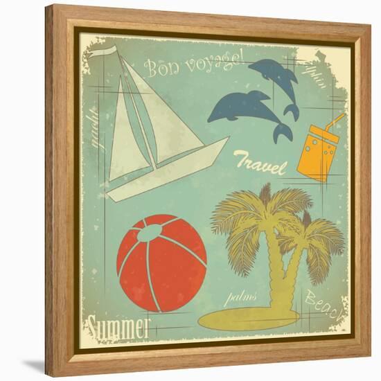 Retro Travel Postcard-elfivetrov-Framed Stretched Canvas