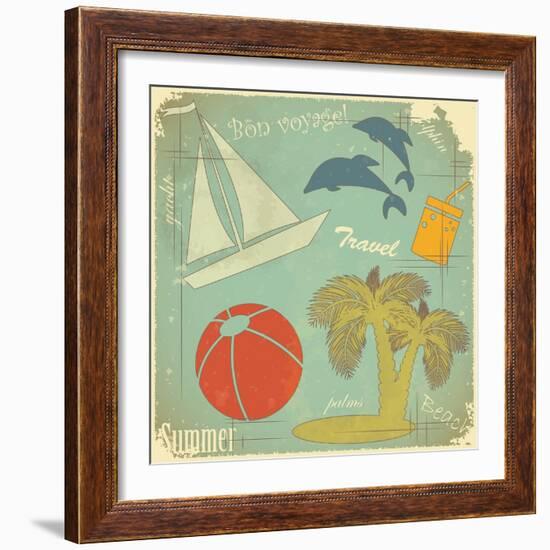 Retro Travel Postcard-elfivetrov-Framed Premium Giclee Print