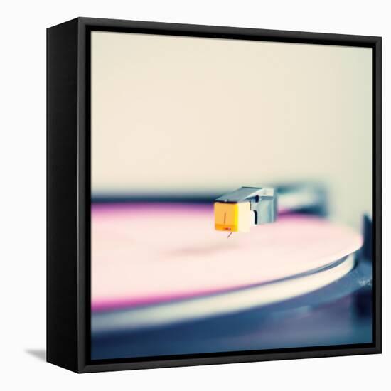 Retro Turntable with Pink Vinyl-Andrekart Photography-Framed Stretched Canvas