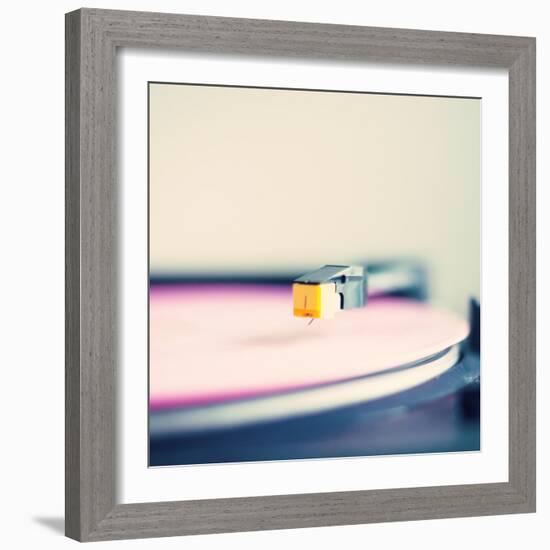 Retro Turntable with Pink Vinyl-Andrekart Photography-Framed Photographic Print