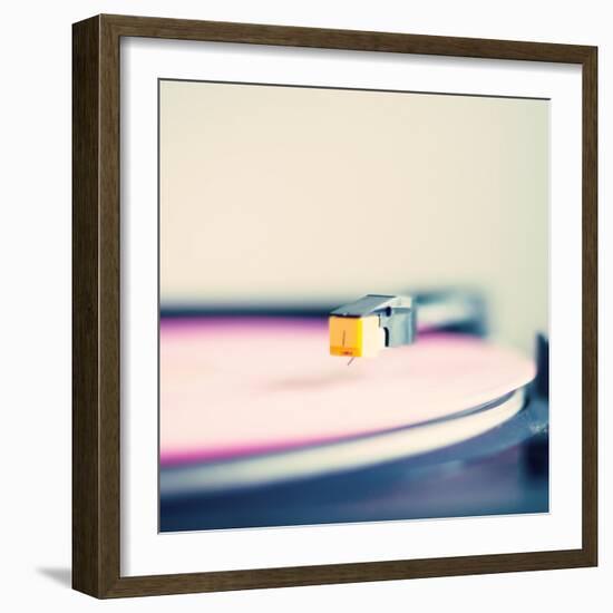 Retro Turntable with Pink Vinyl-Andrekart Photography-Framed Photographic Print