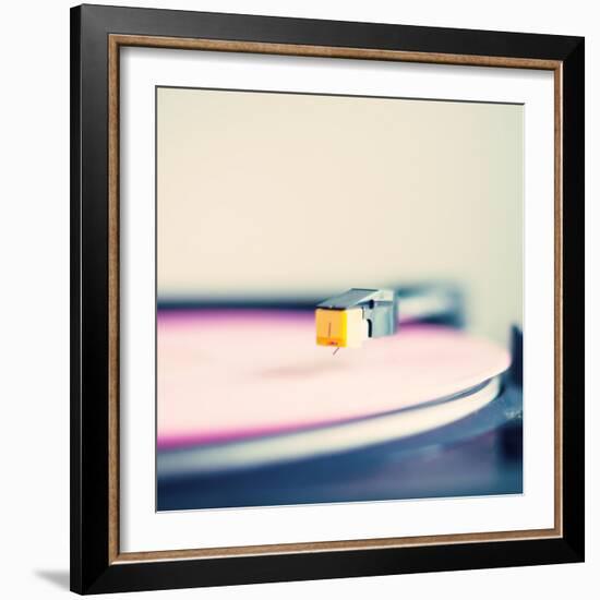 Retro Turntable with Pink Vinyl-Andrekart Photography-Framed Photographic Print