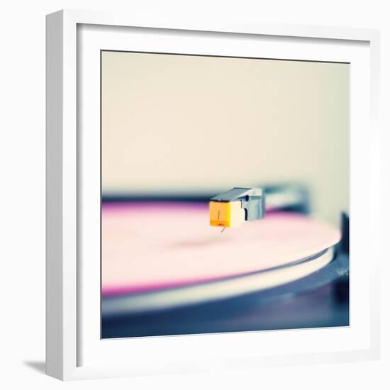 Retro Turntable with Pink Vinyl-Andrekart Photography-Framed Photographic Print