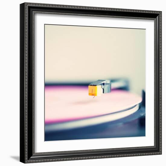 Retro Turntable with Pink Vinyl-Andrekart Photography-Framed Photographic Print