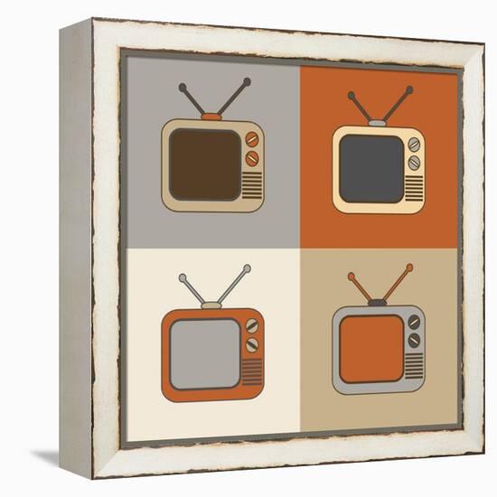 Retro Tv Set Icons-YasnaTen-Framed Stretched Canvas