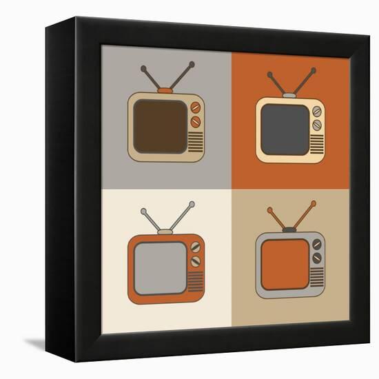 Retro Tv Set Icons-YasnaTen-Framed Stretched Canvas