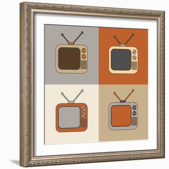 Retro Tv Set Icons-YasnaTen-Framed Art Print