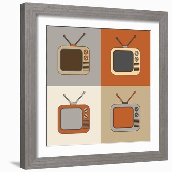 Retro Tv Set Icons-YasnaTen-Framed Art Print