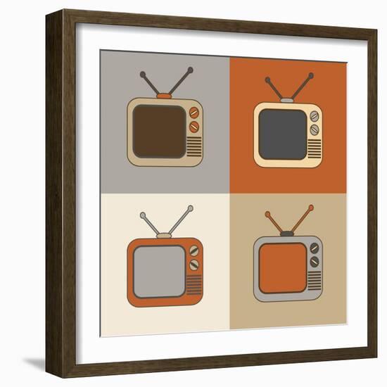 Retro Tv Set Icons-YasnaTen-Framed Art Print