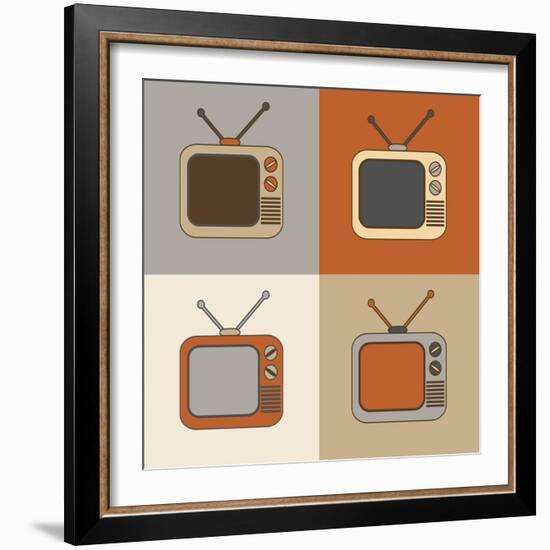 Retro Tv Set Icons-YasnaTen-Framed Art Print