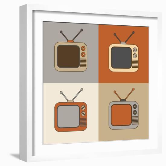 Retro Tv Set Icons-YasnaTen-Framed Art Print