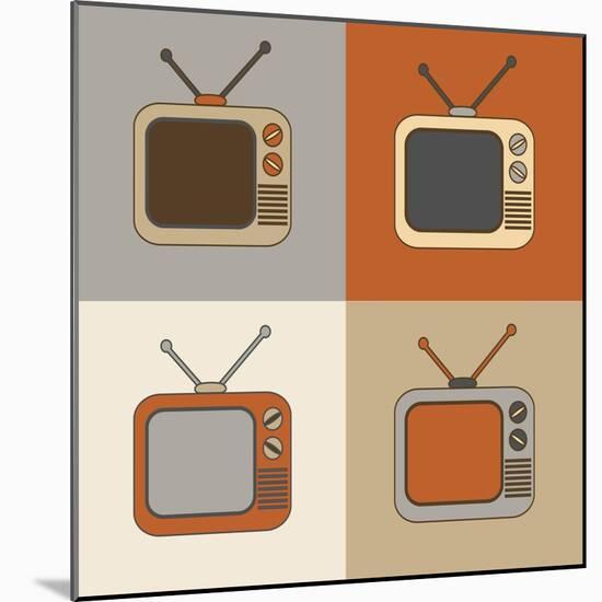 Retro Tv Set Icons-YasnaTen-Mounted Art Print