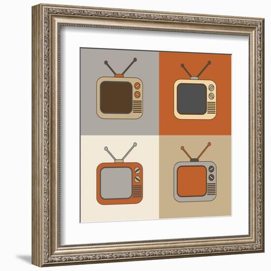 Retro Tv Set Icons-YasnaTen-Framed Art Print