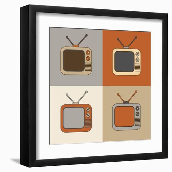 Retro Tv Set Icons-YasnaTen-Framed Art Print