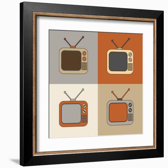 Retro Tv Set Icons-YasnaTen-Framed Art Print