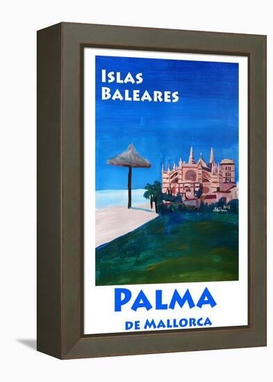 Retro Vintage Poster of Palma de Mallorca Cathedra-Markus Bleichner-Framed Stretched Canvas