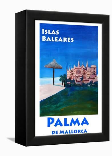 Retro Vintage Poster of Palma de Mallorca Cathedra-Markus Bleichner-Framed Stretched Canvas