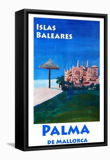 Retro Vintage Poster of Palma de Mallorca Cathedra-Markus Bleichner-Framed Stretched Canvas