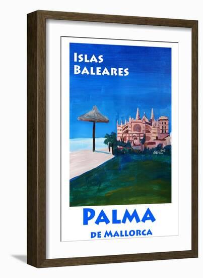 Retro Vintage Poster of Palma de Mallorca Cathedra-Markus Bleichner-Framed Art Print