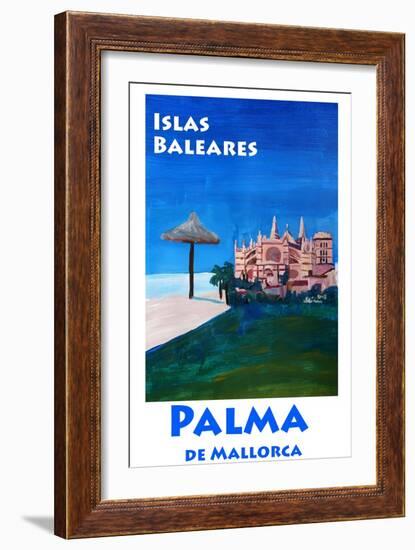 Retro Vintage Poster of Palma de Mallorca Cathedra-Markus Bleichner-Framed Art Print