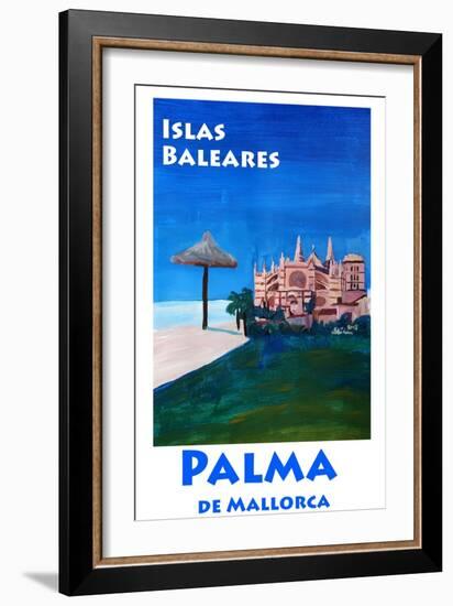 Retro Vintage Poster of Palma de Mallorca Cathedra-Markus Bleichner-Framed Art Print