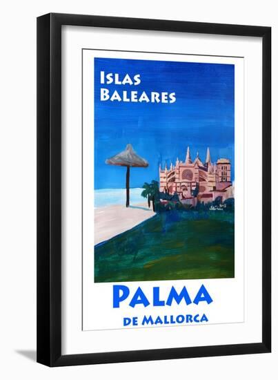 Retro Vintage Poster of Palma de Mallorca Cathedra-Markus Bleichner-Framed Art Print