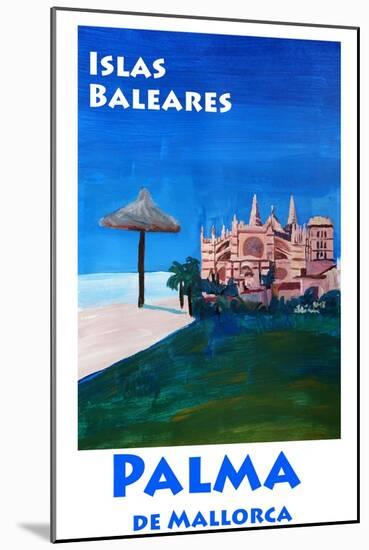 Retro Vintage Poster of Palma de Mallorca Cathedra-Markus Bleichner-Mounted Art Print