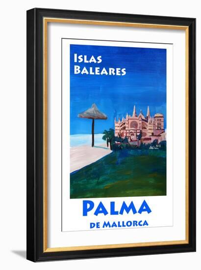 Retro Vintage Poster of Palma de Mallorca Cathedra-Markus Bleichner-Framed Premium Giclee Print
