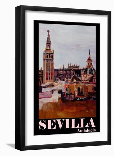 Retro Vintage Poster of Seville Spain Andalucia-Markus Bleichner-Framed Art Print