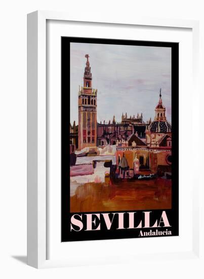 Retro Vintage Poster of Seville Spain Andalucia-Markus Bleichner-Framed Art Print