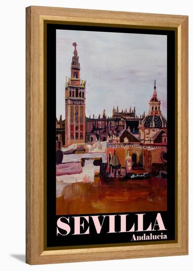 Retro Vintage Poster of Seville Spain Andalucia-Markus Bleichner-Framed Stretched Canvas