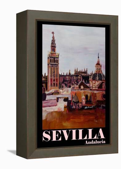 Retro Vintage Poster of Seville Spain Andalucia-Markus Bleichner-Framed Stretched Canvas