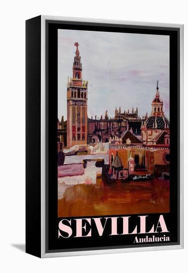 Retro Vintage Poster of Seville Spain Andalucia-Markus Bleichner-Framed Stretched Canvas