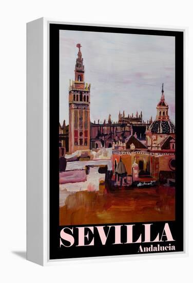 Retro Vintage Poster of Seville Spain Andalucia-Markus Bleichner-Framed Stretched Canvas