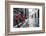 Retro Vintage Red Bike on Cobblestone Street in the Old Town. Color in Black and White. Old Charmin-Michal Bednarek-Framed Photographic Print