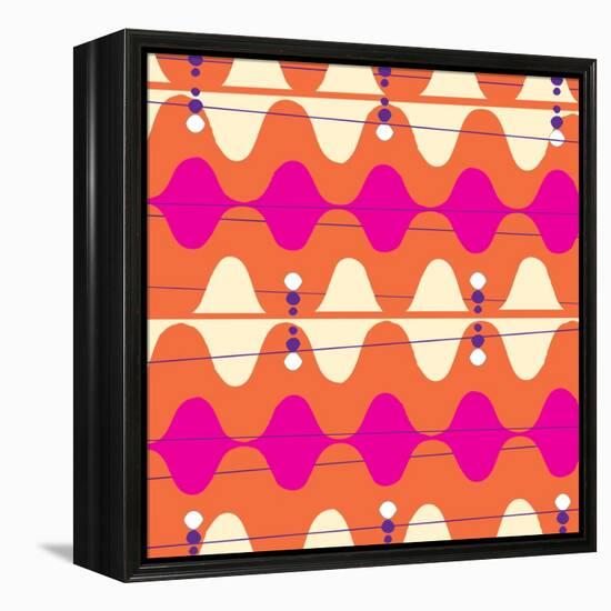 Retro Wave Pattern Orange-null-Framed Premier Image Canvas