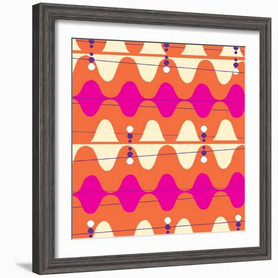 Retro Wave Pattern Orange--Framed Giclee Print